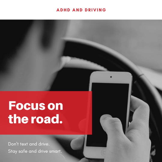 greyscale image of a person with adhd not paying attention holding their phone while driving